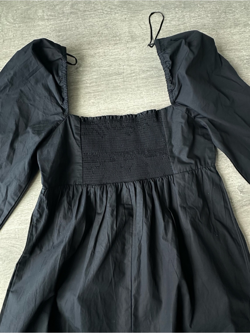 NWT Oak + Fort Black Long-Sleeve Square-Neck Babydoll Mini Dress - Picture 2 of 7